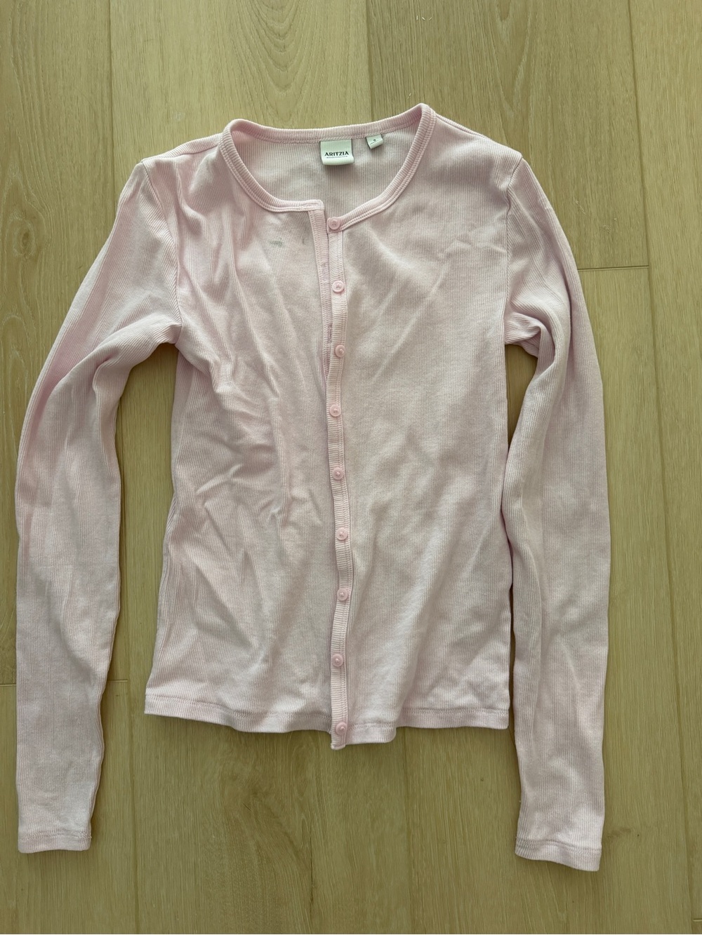 Aritzia Homestretch rib Syncopation button up Villa Pink Small